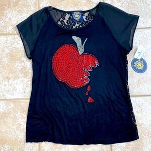 Disney Couture Snow White Fashion Top with Sequins and Rhinestones NWT